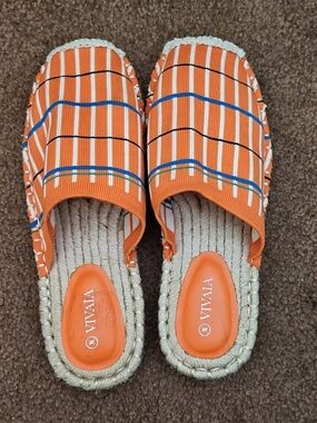 VIVAIA Orange Espadrille Mules Round Toe 38